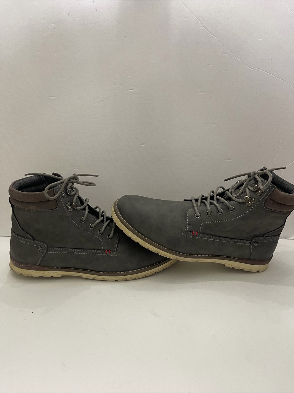 Vostey Men’s Boots Gray Boots for Men 13 Casual Boots Motorcycle Combat Ankle